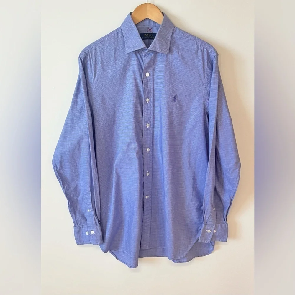 Polo Ralph Lauren Men's Blue Button-Down Long Sleeve Shirt Size 16 1/2, Business